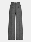 Herringbone Tweed Wide-Leg Pants