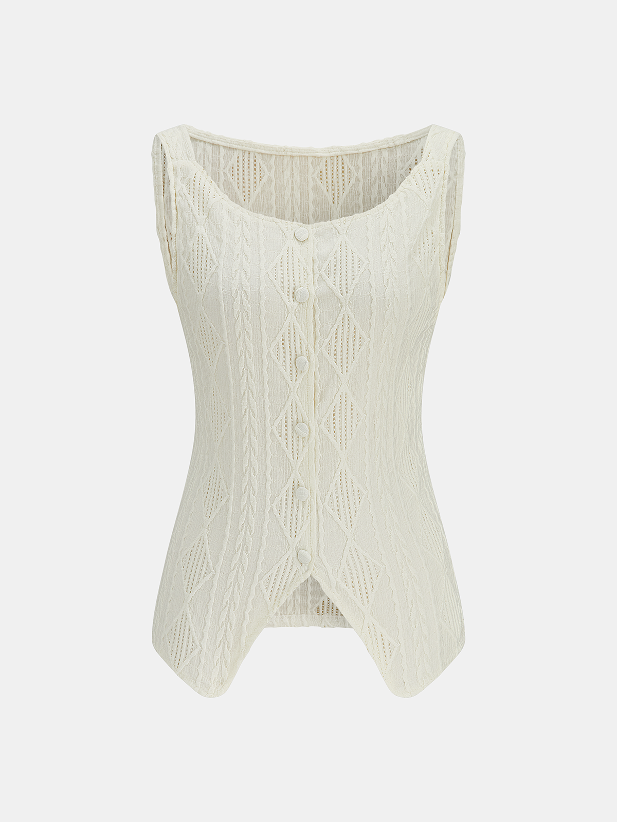Tanktop mit Zopfmuster und Knopfleiste