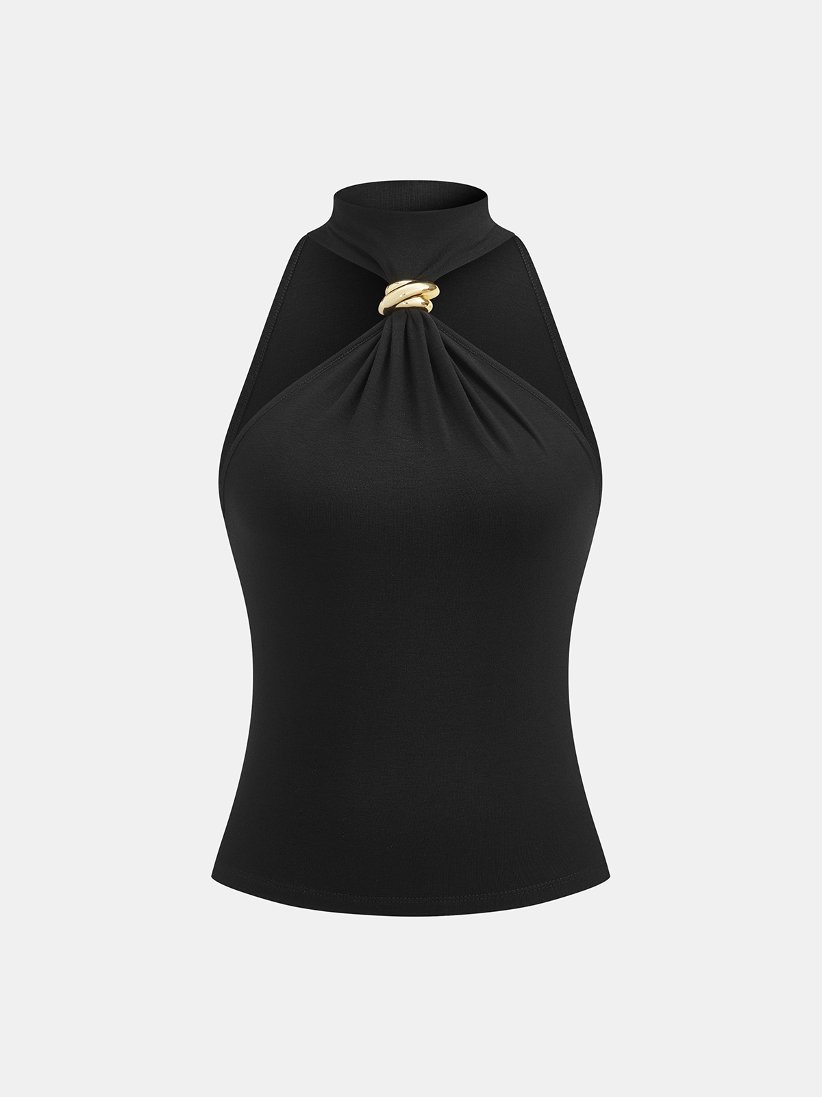 Eng anliegendes Neckholder-Oberteil mit Metalldetails