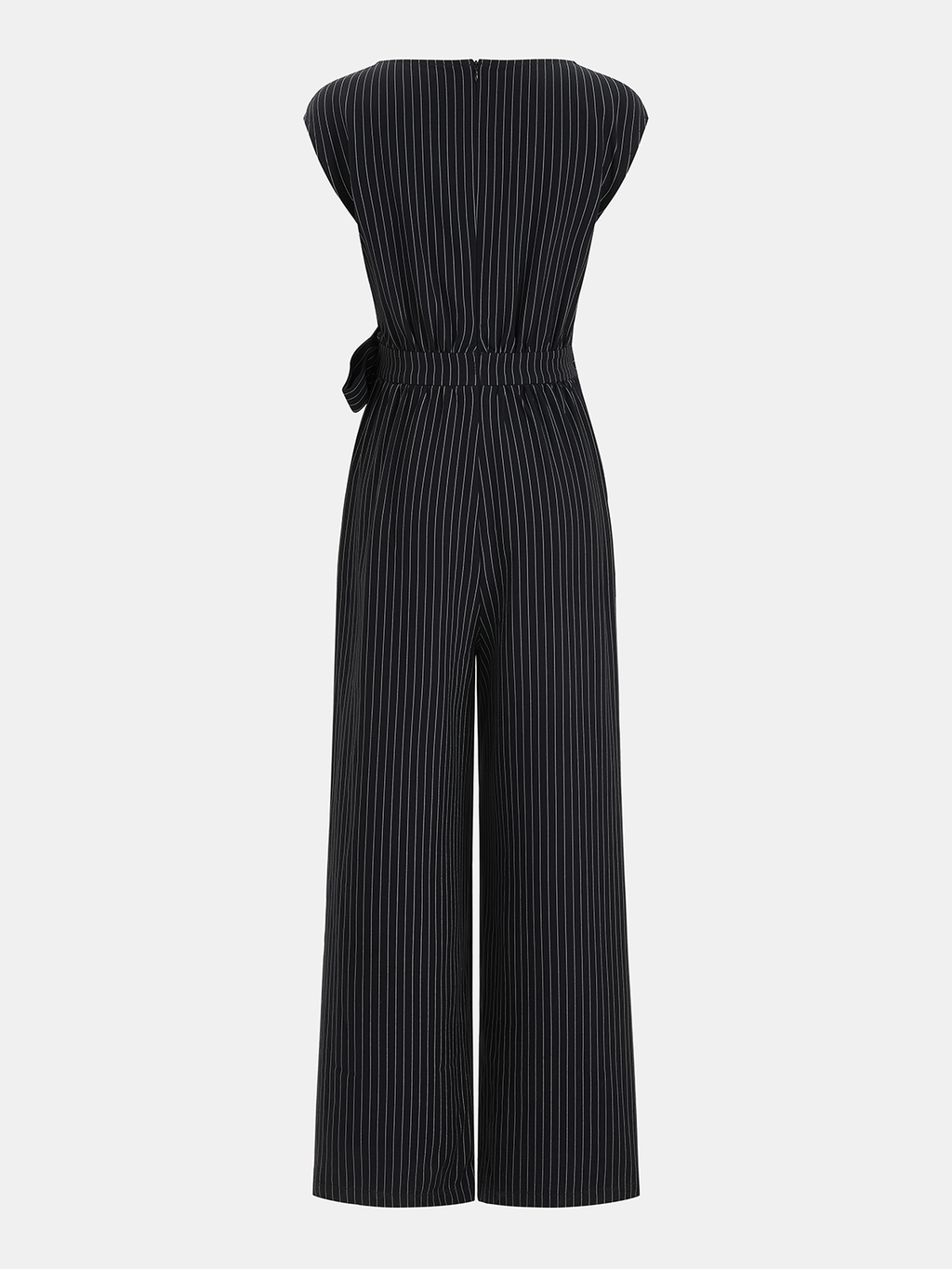 Gestreifter Jumpsuit mit weitem Bein und Bindegürtel