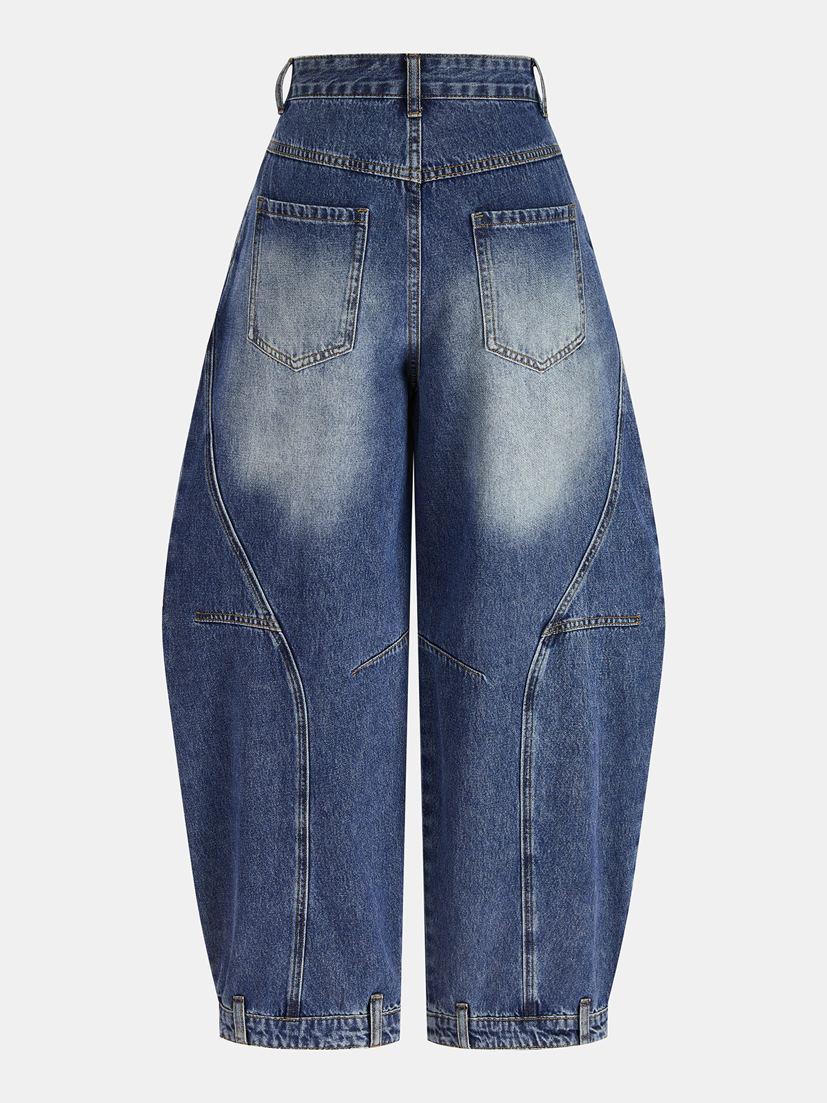 Asymmetrischer Bund Mid-Waist Ballon-Jeans