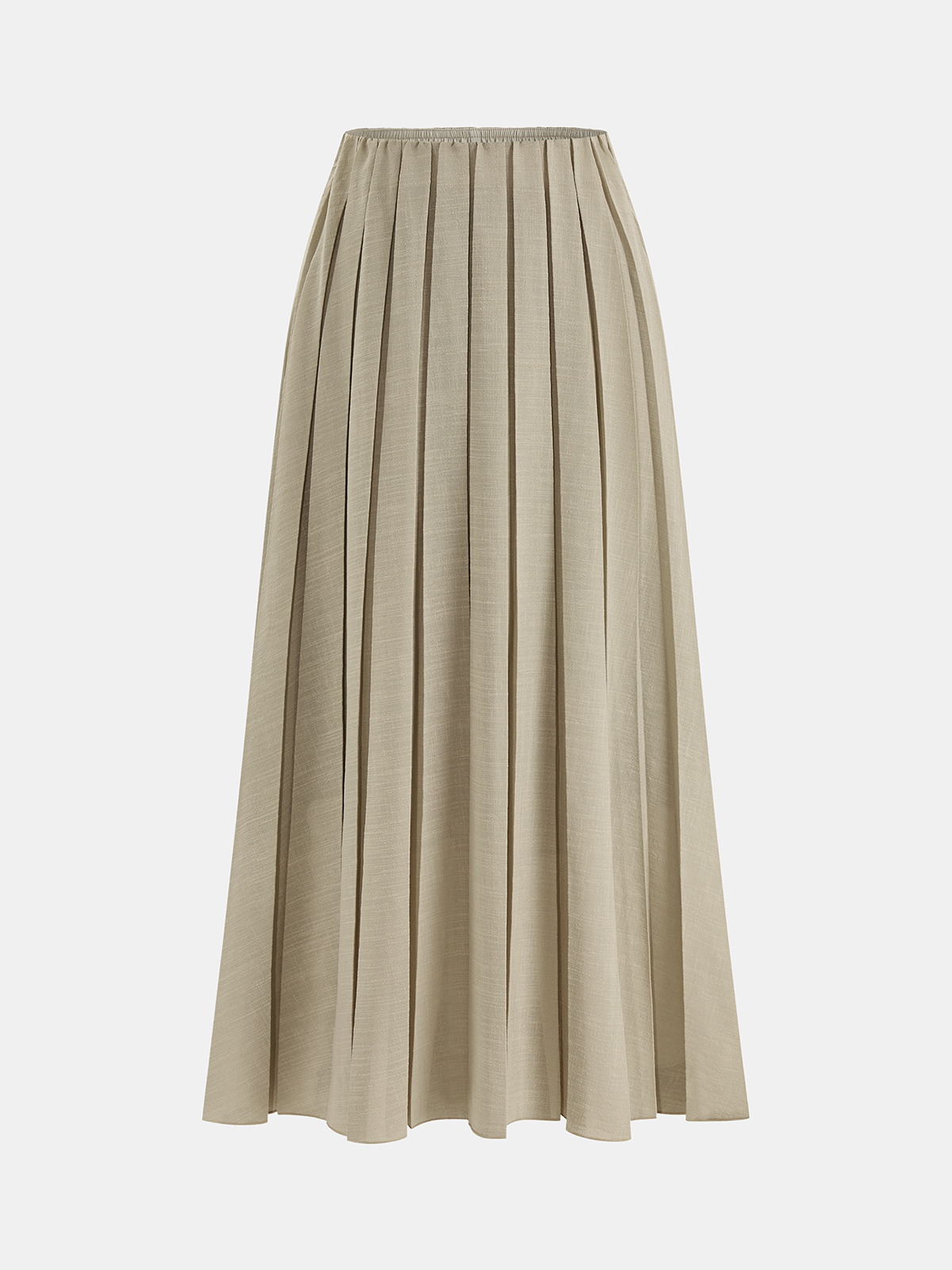 Jupe Midi Plissée Taille Élastique