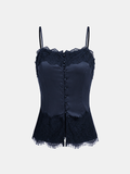 Lace-Trim Satin Cami Top
