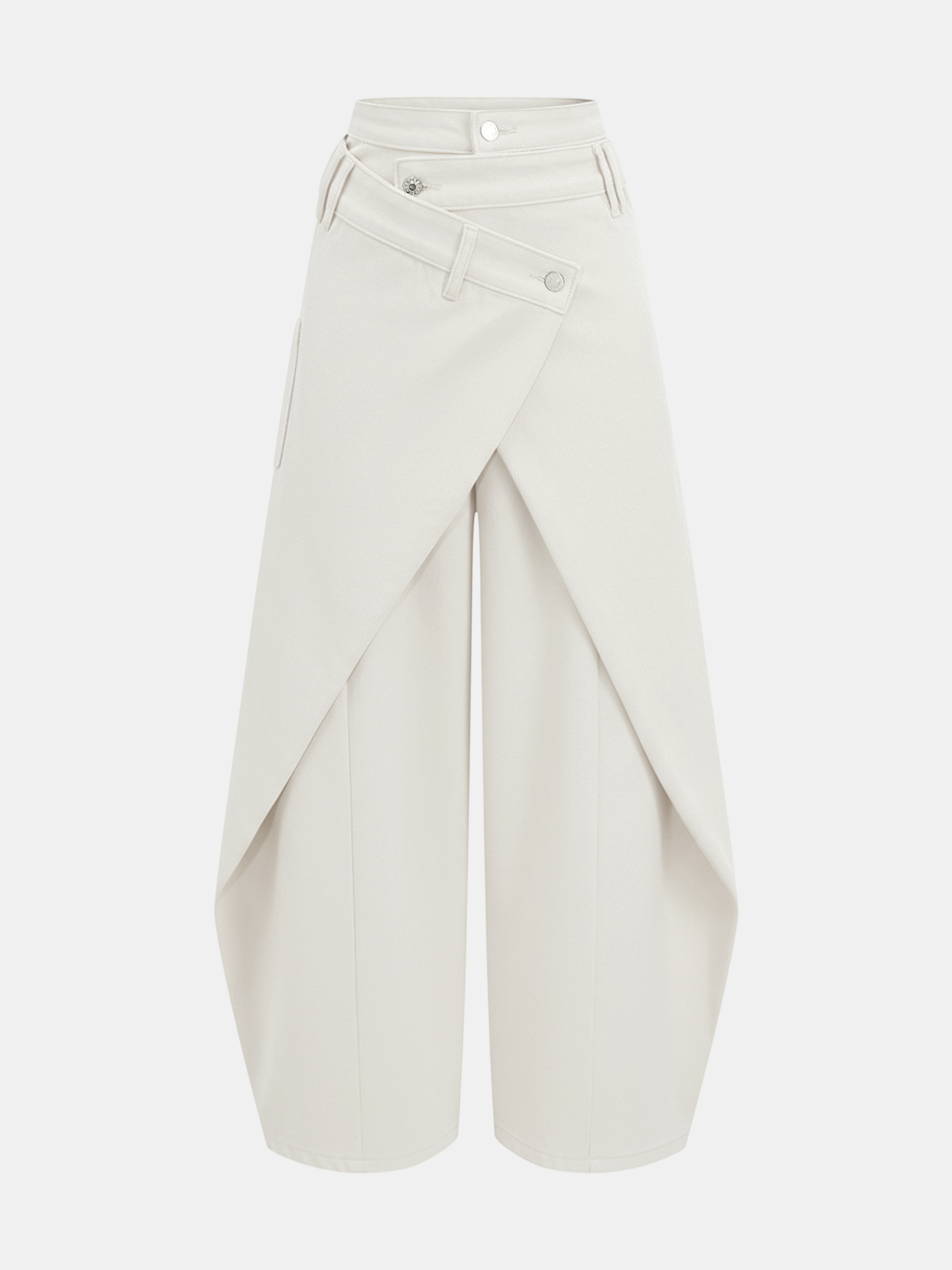 Jeans mit überkreuztem Bund und weitem Bein
