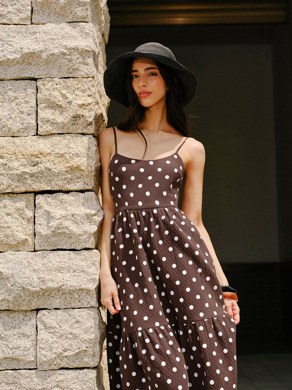 Robe dos nu en coton à pois