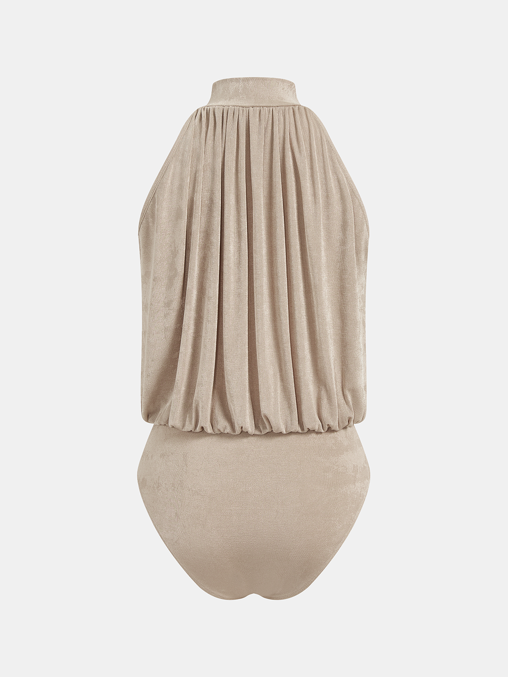 Mock Neck Sleeveless Ruched Bodysuit