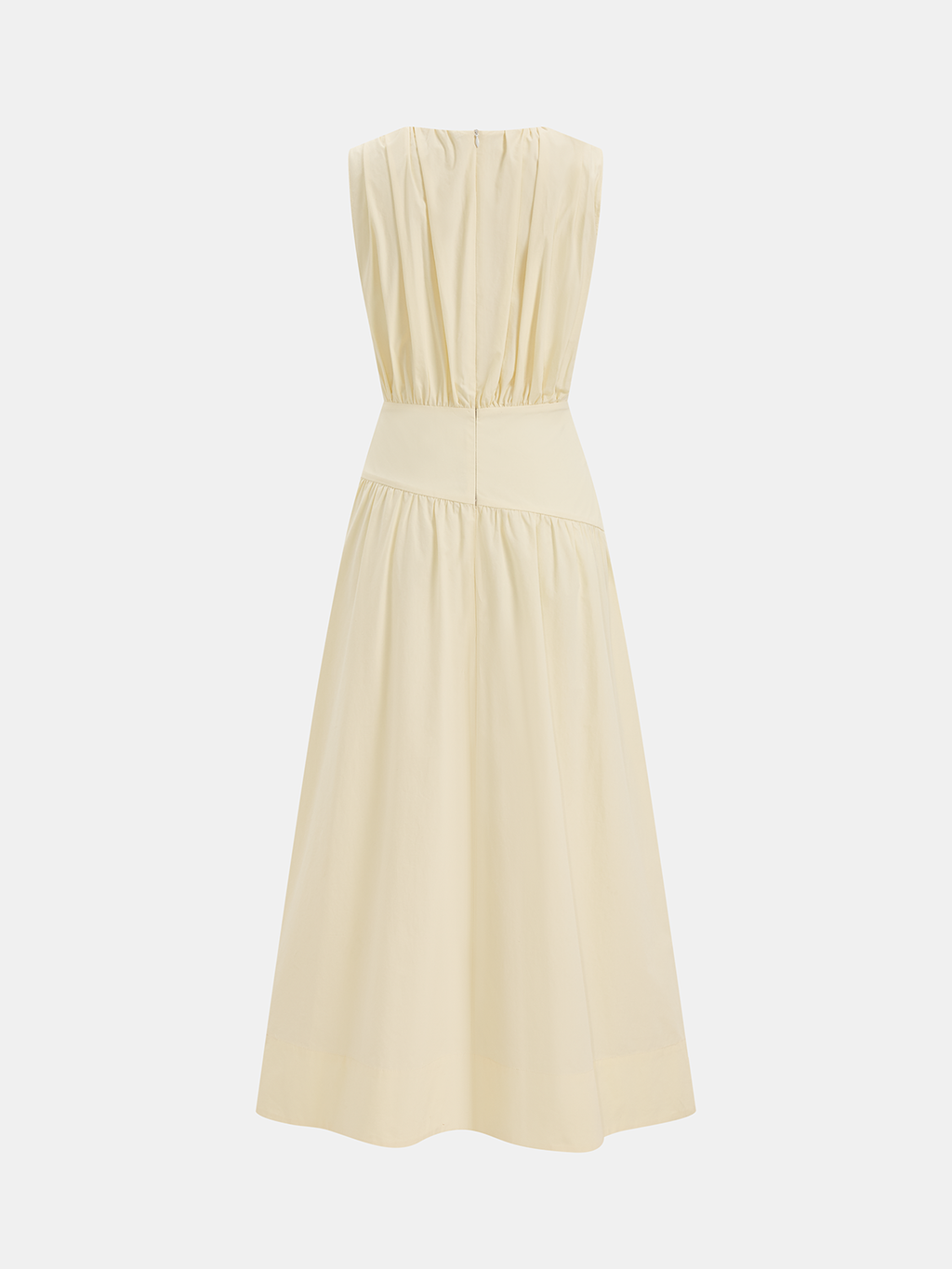 Robe midi sans manches à taille froncée