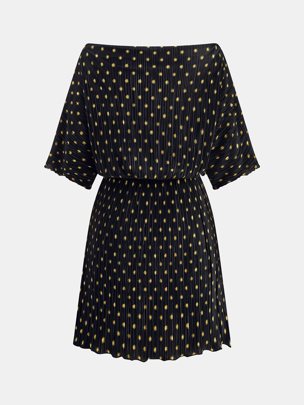 Trägerloses gepunktetes Mini-Faltenkleid
