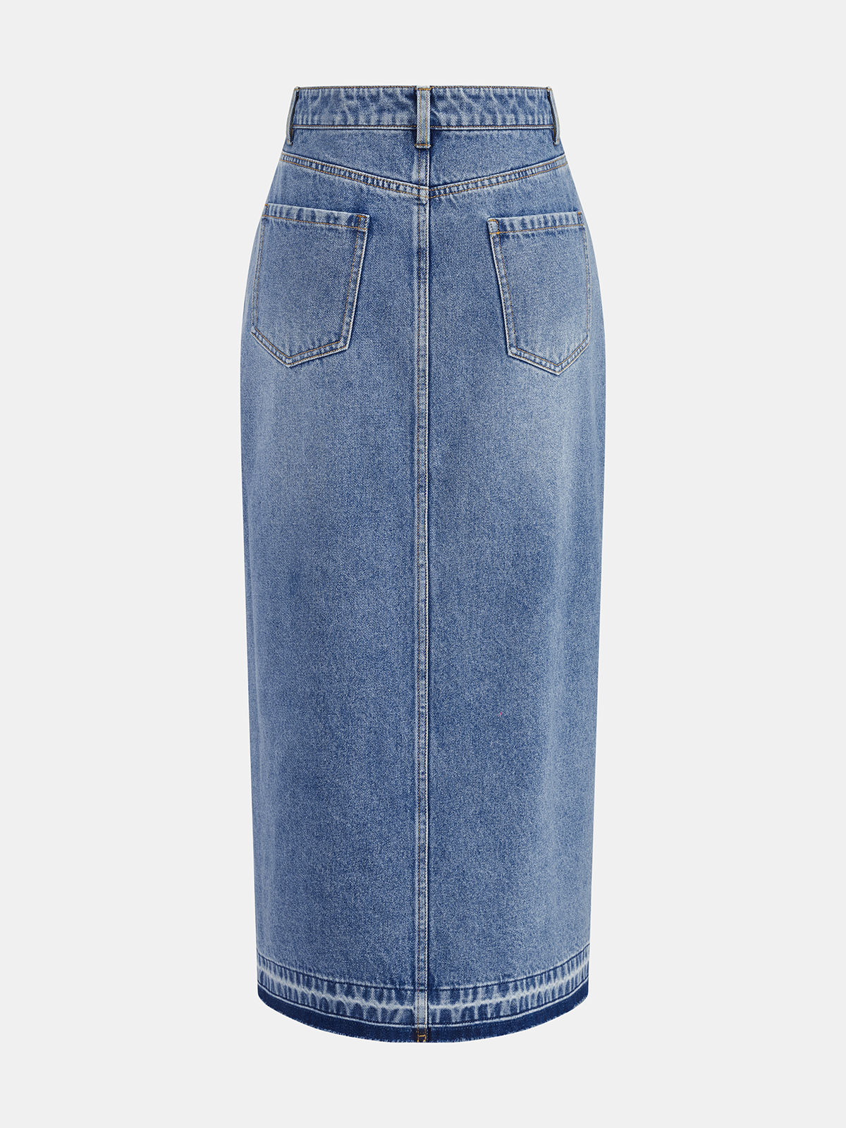 Asymmetrischer Jeans-Midirock mit Schlitz