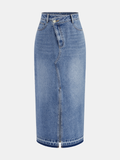 Jupe Midi Asymétrique en Jean Fendue