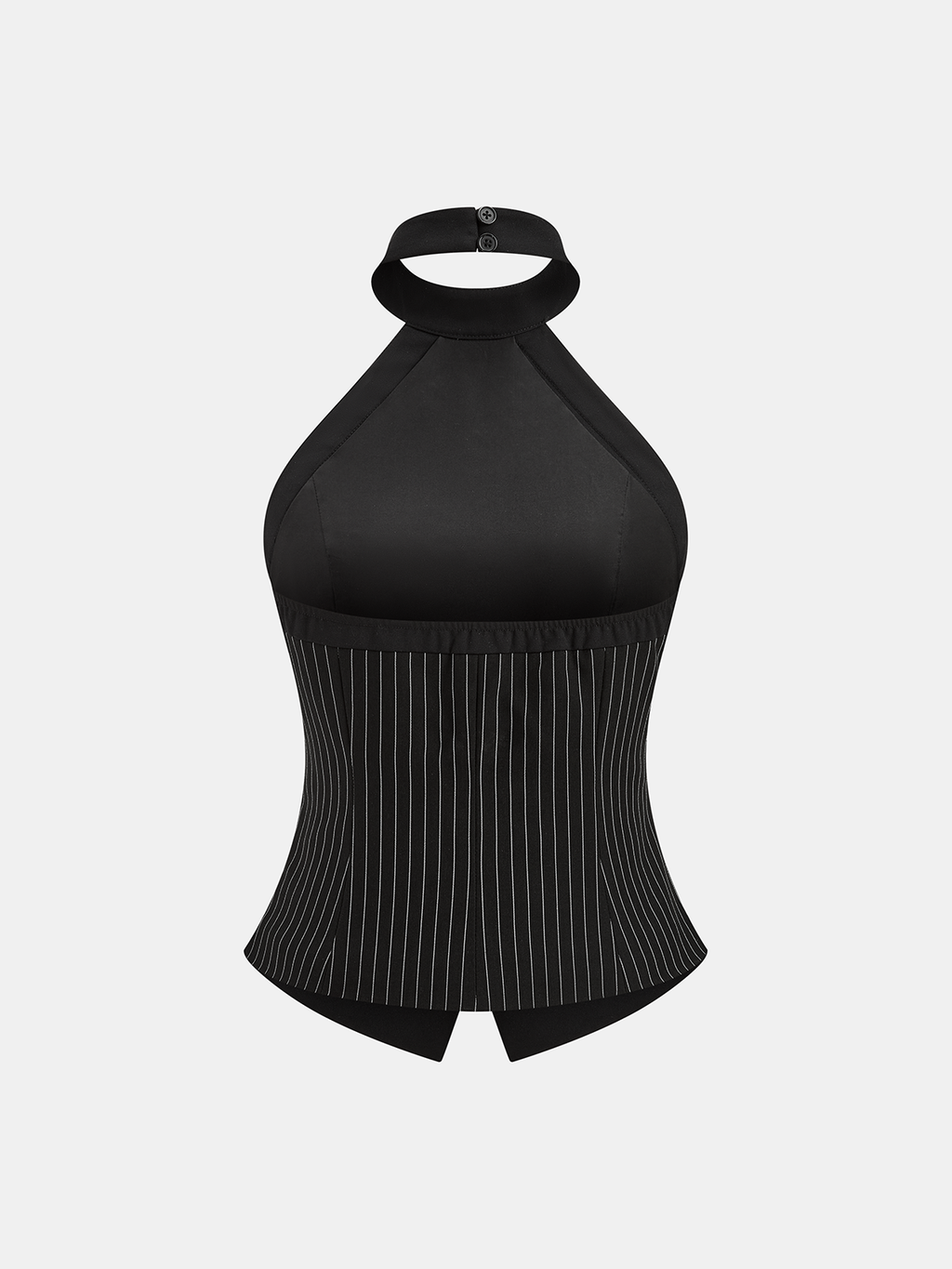 Nadelstreifen-Neckholder-Top und weite Hose