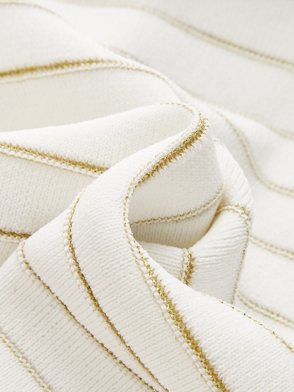 Off-Shoulder Wickelstrickoberteil mit Streifenmuster