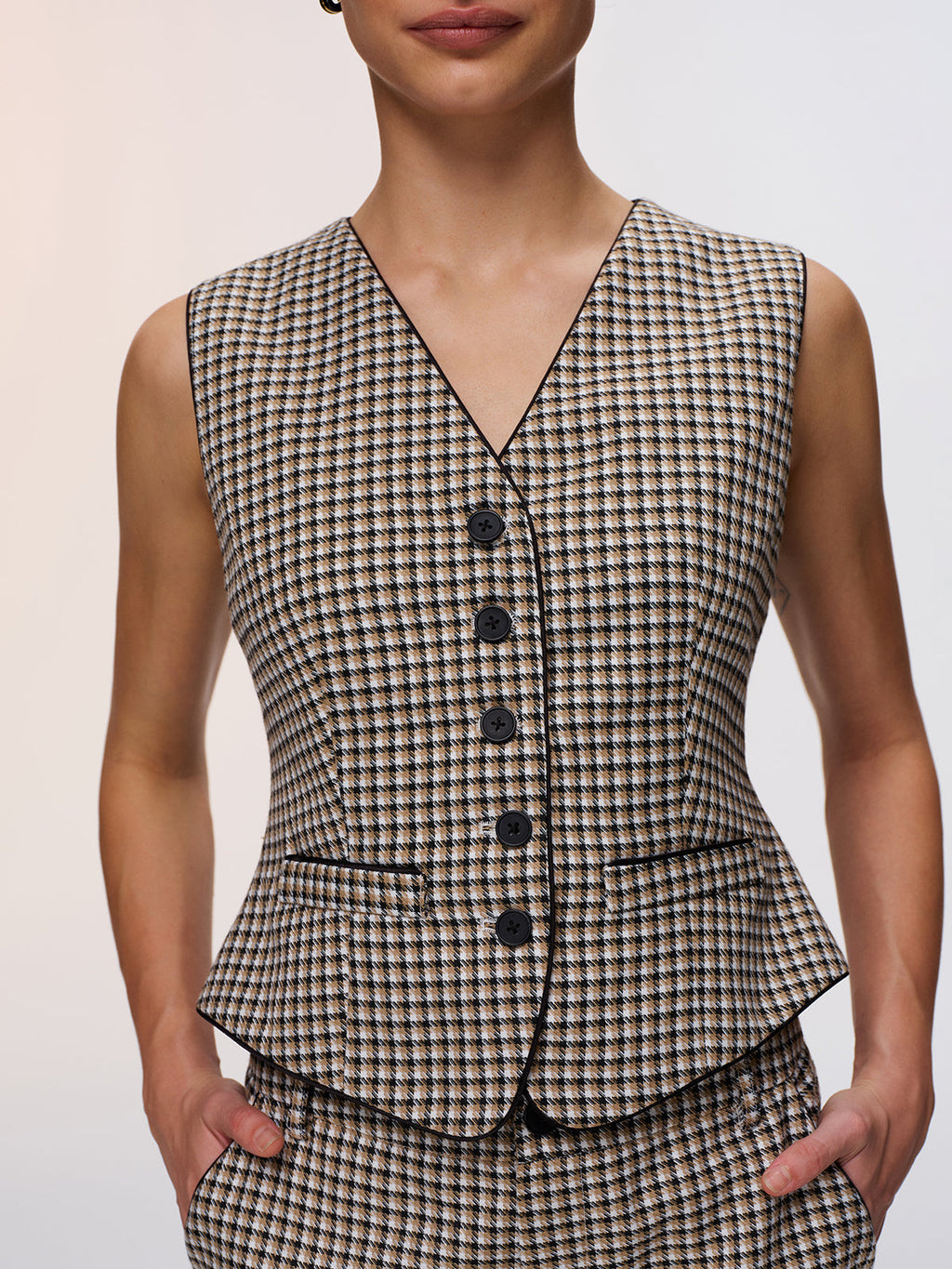 Ensemble gilet à carreaux et pantalon large