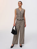 Ensemble gilet à carreaux et pantalon large