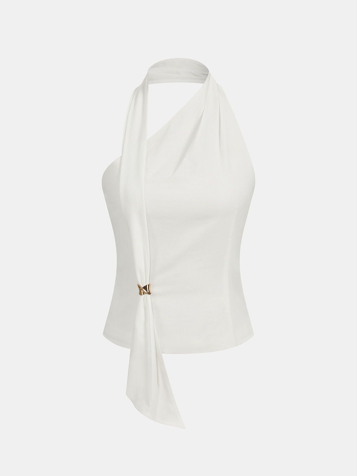 Drapierte Neckholder-Top mit Metallschnalle
