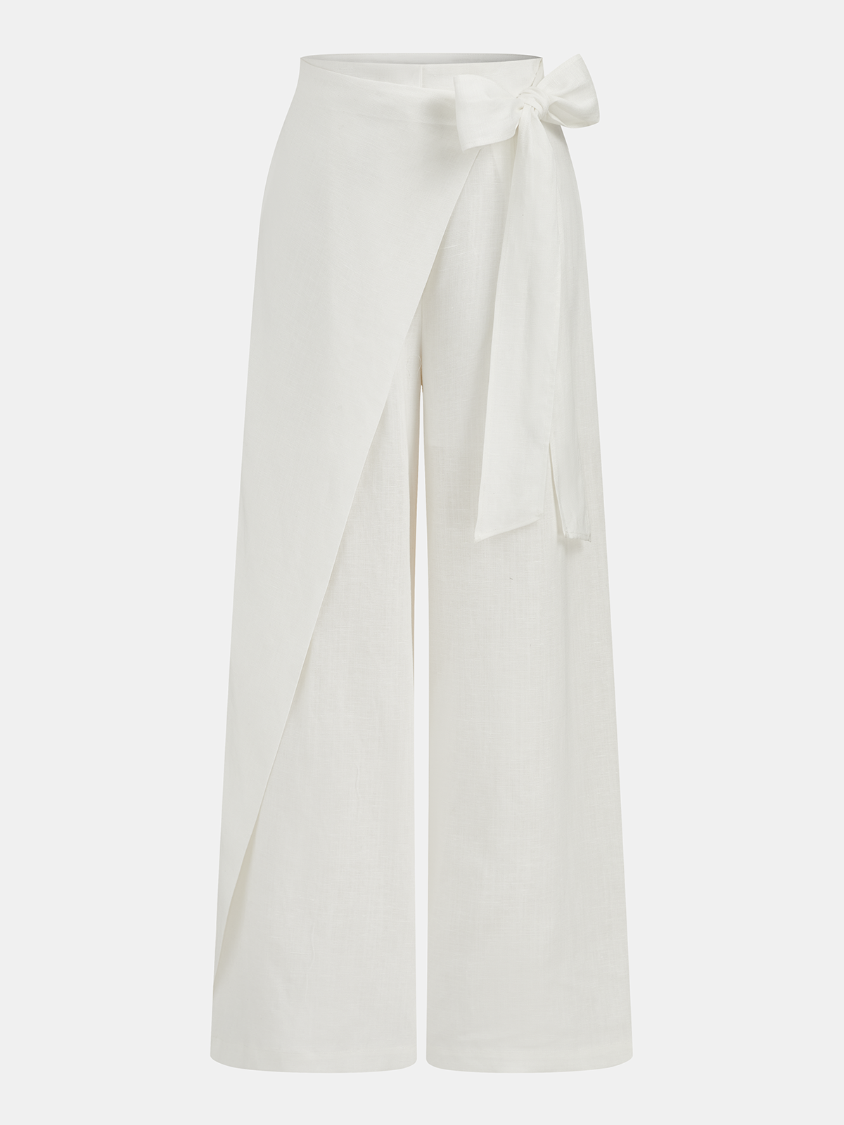 Leinenhose mit weitem Bein und Bindegürtel