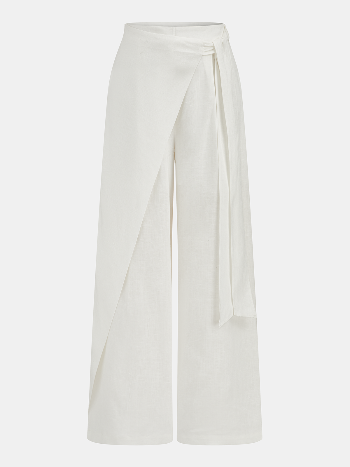 Leinenhose mit weitem Bein und Bindegürtel