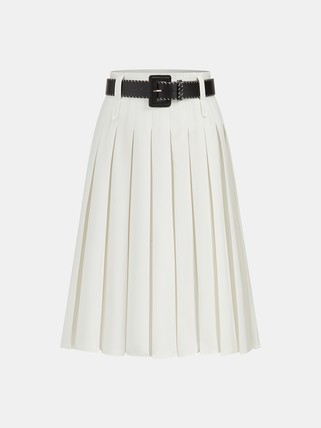 Jupe midi plissée ceinturée