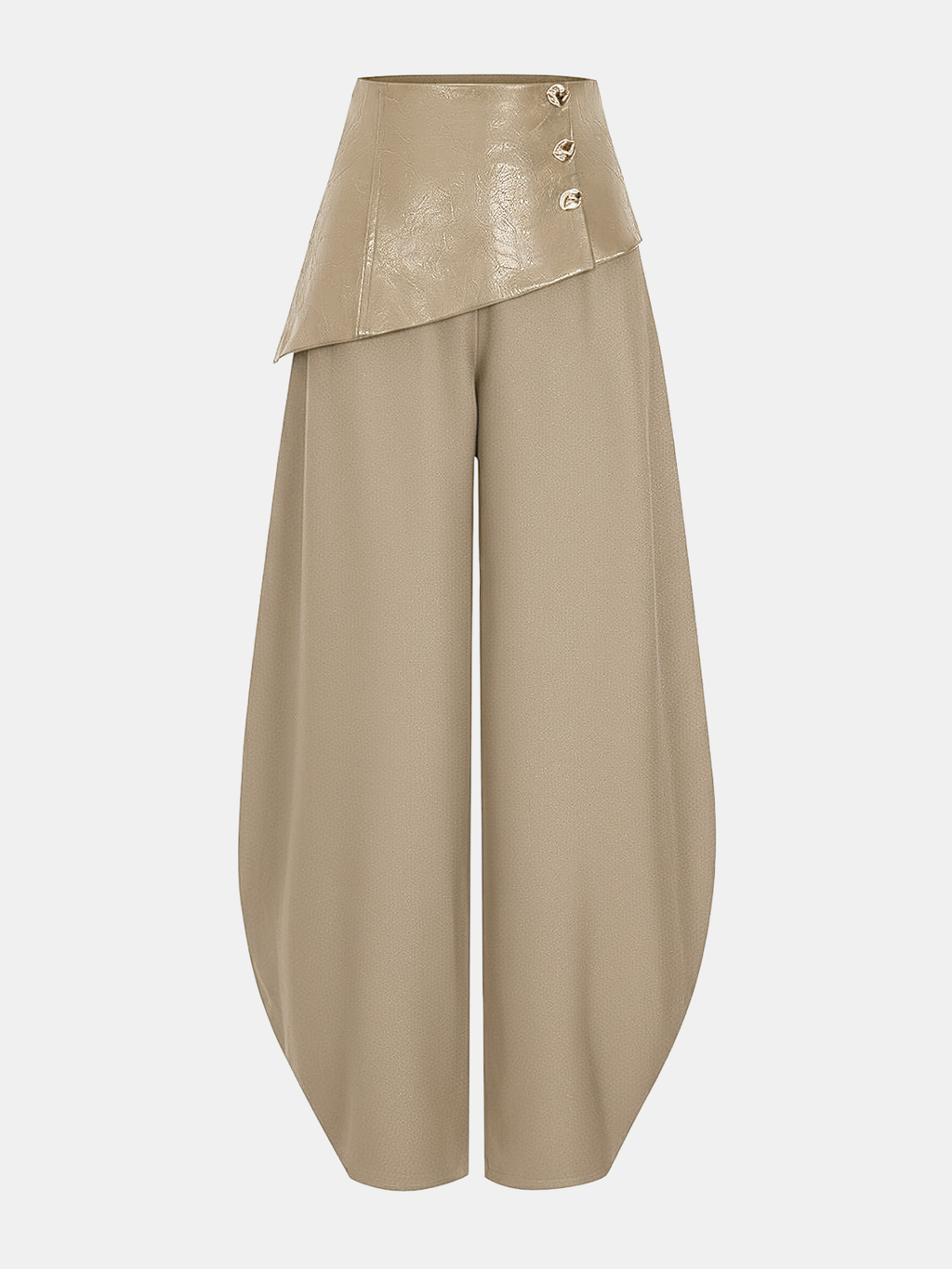 Faux Leather Panel Lantern Pants
