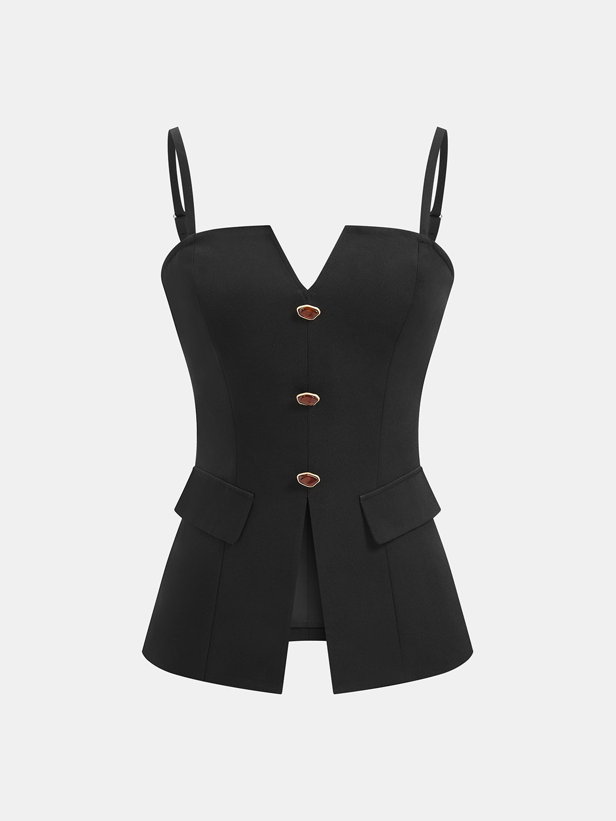 Set aus Camisole mit Knopfleiste und Hose mit weitem Bein