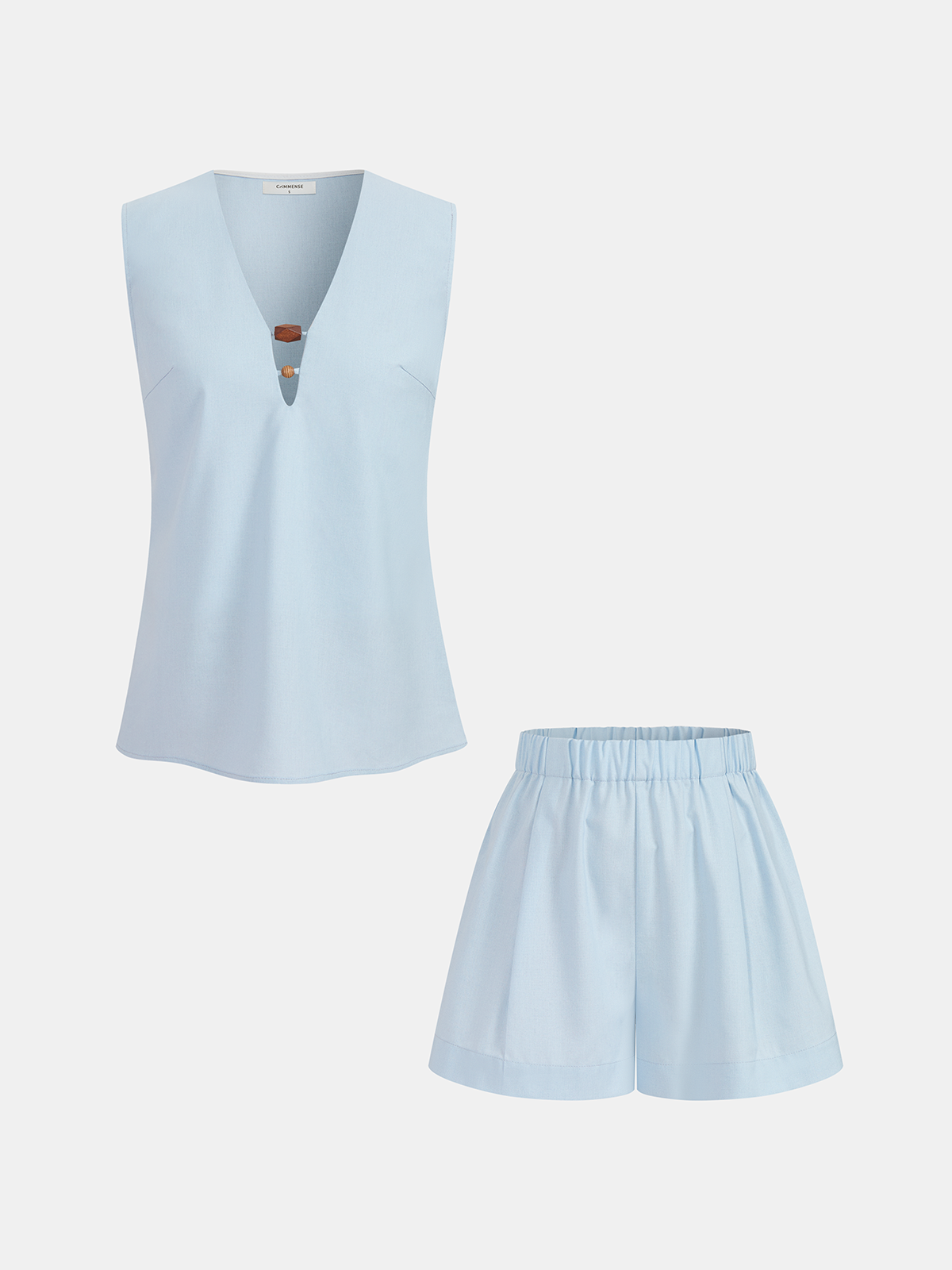 Beaded Linen Blend Top & Shorts Set