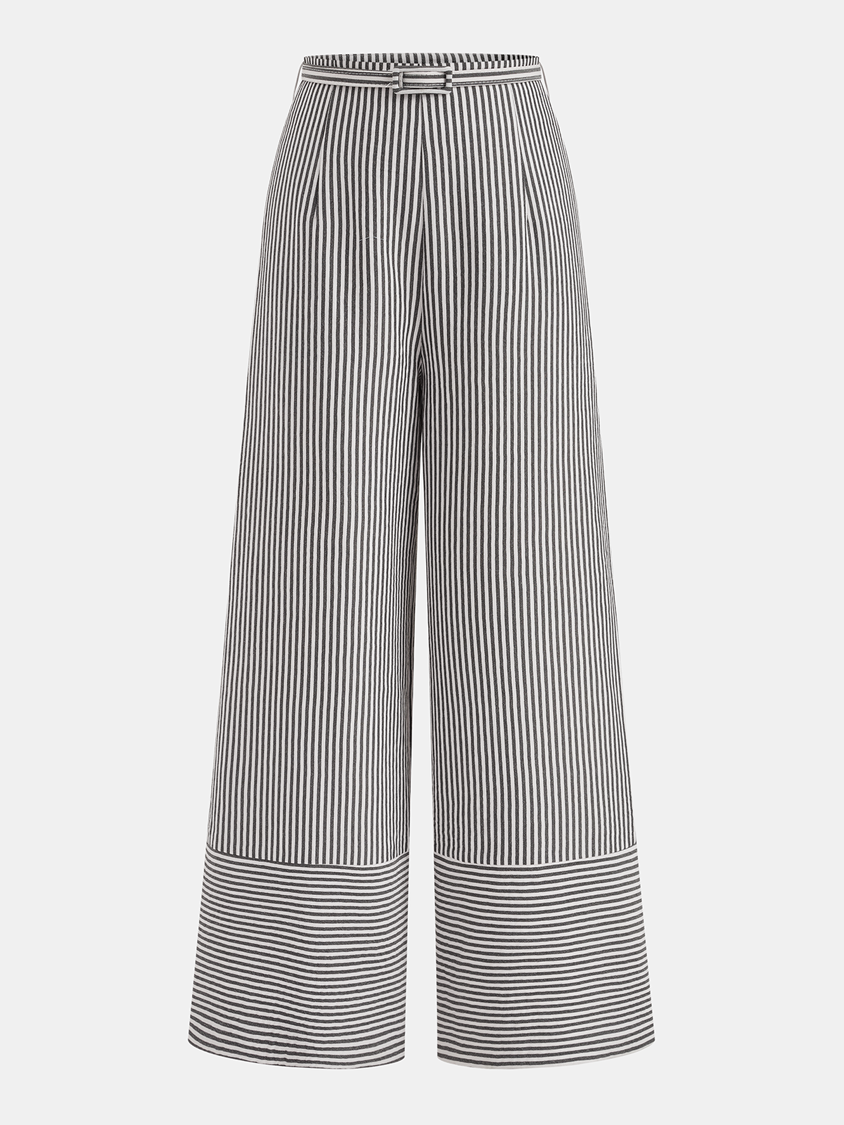 Pantalon ample rayé ceinturé