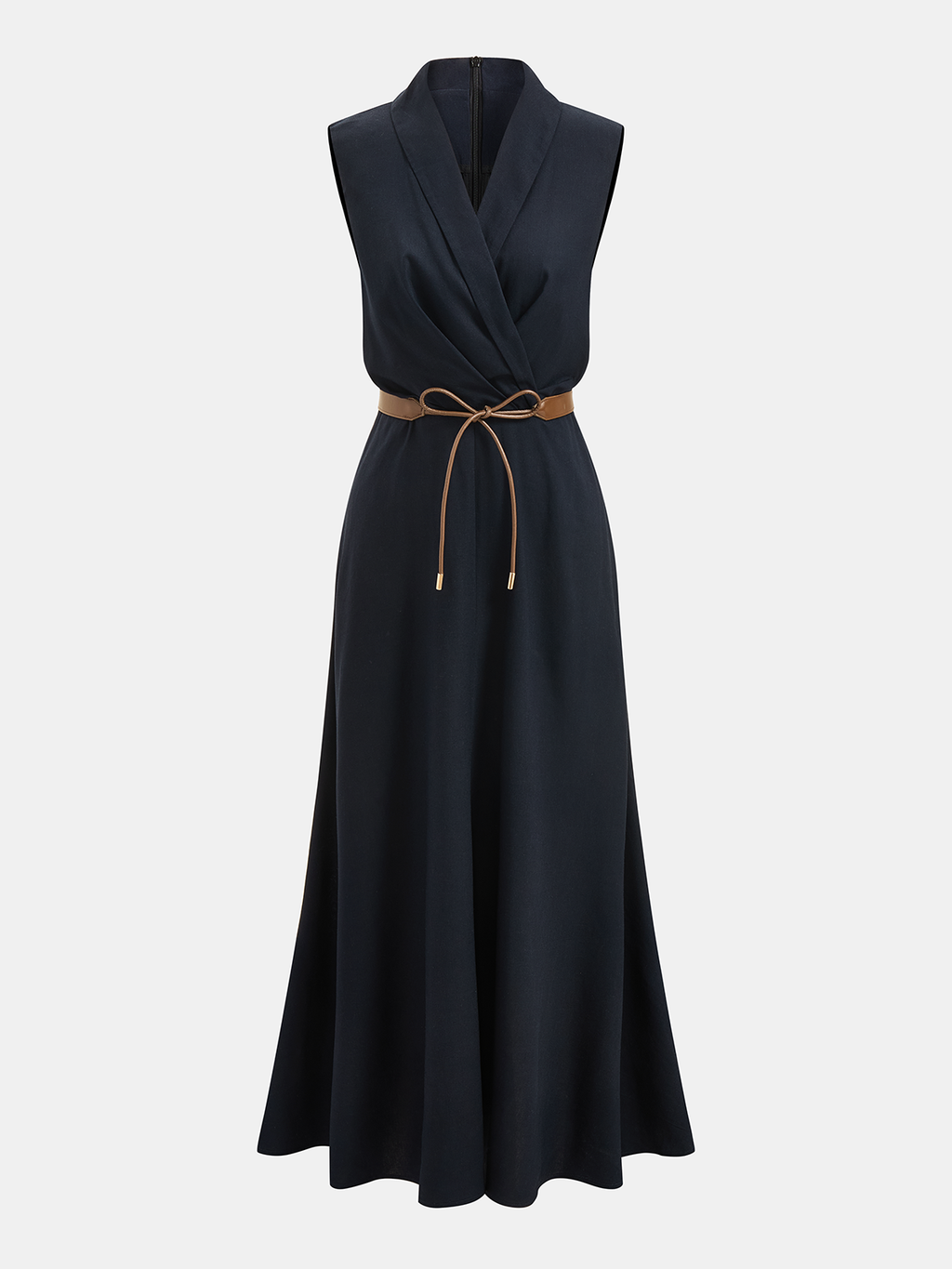 Ärmelloses Wickel-Maxikleid mit Gürtel