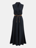 Ärmelloses Wickel-Maxikleid mit Gürtel
