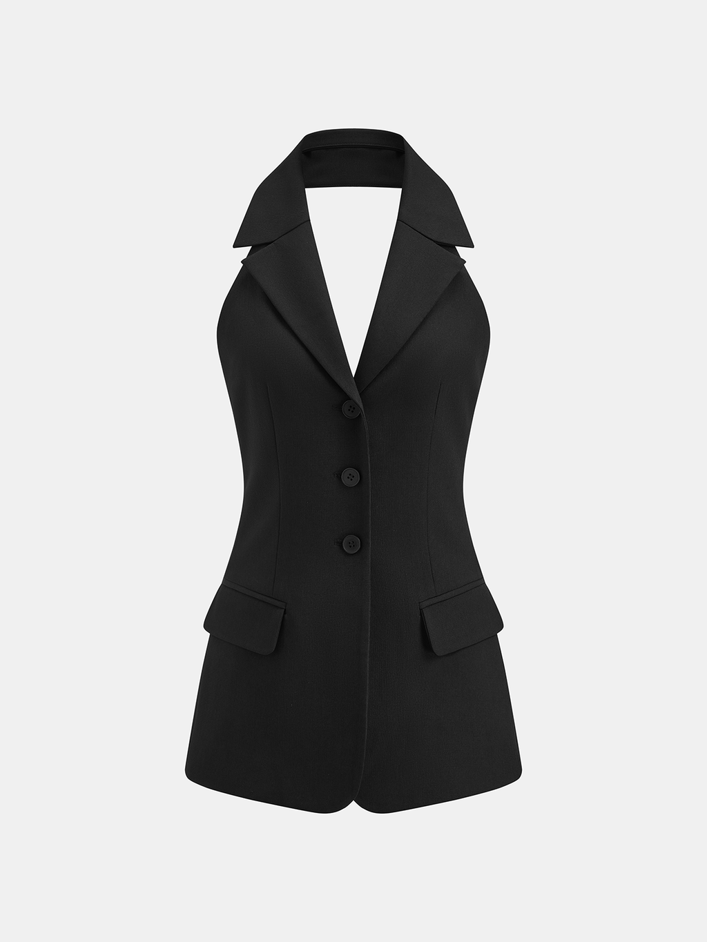 Gilet blazer sans manches et jupe longue plissée transparente