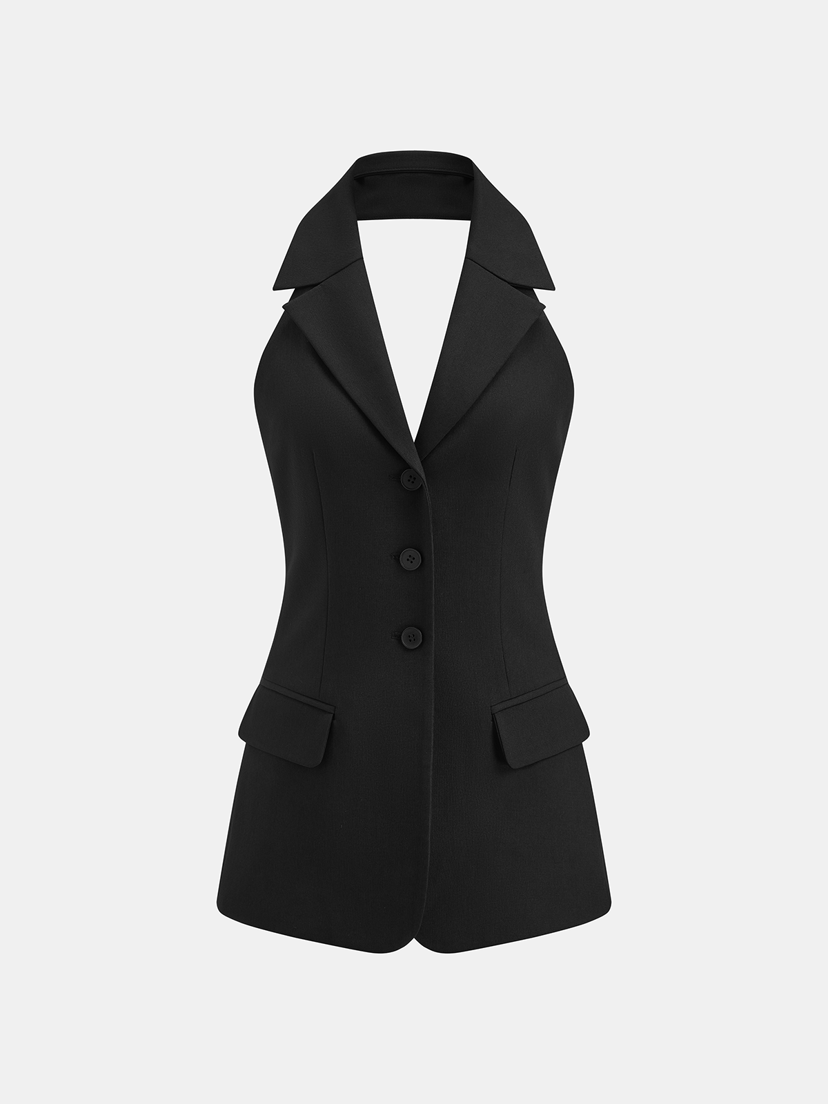 Gilet blazer sans manches et jupe longue plissée transparente
