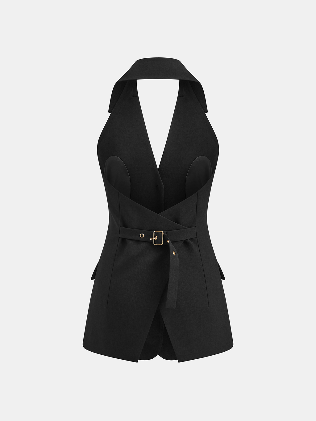 Gilet blazer sans manches et jupe longue plissée transparente