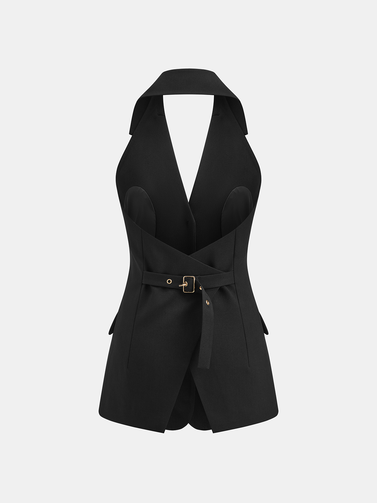 Gilet blazer sans manches et jupe longue plissée transparente