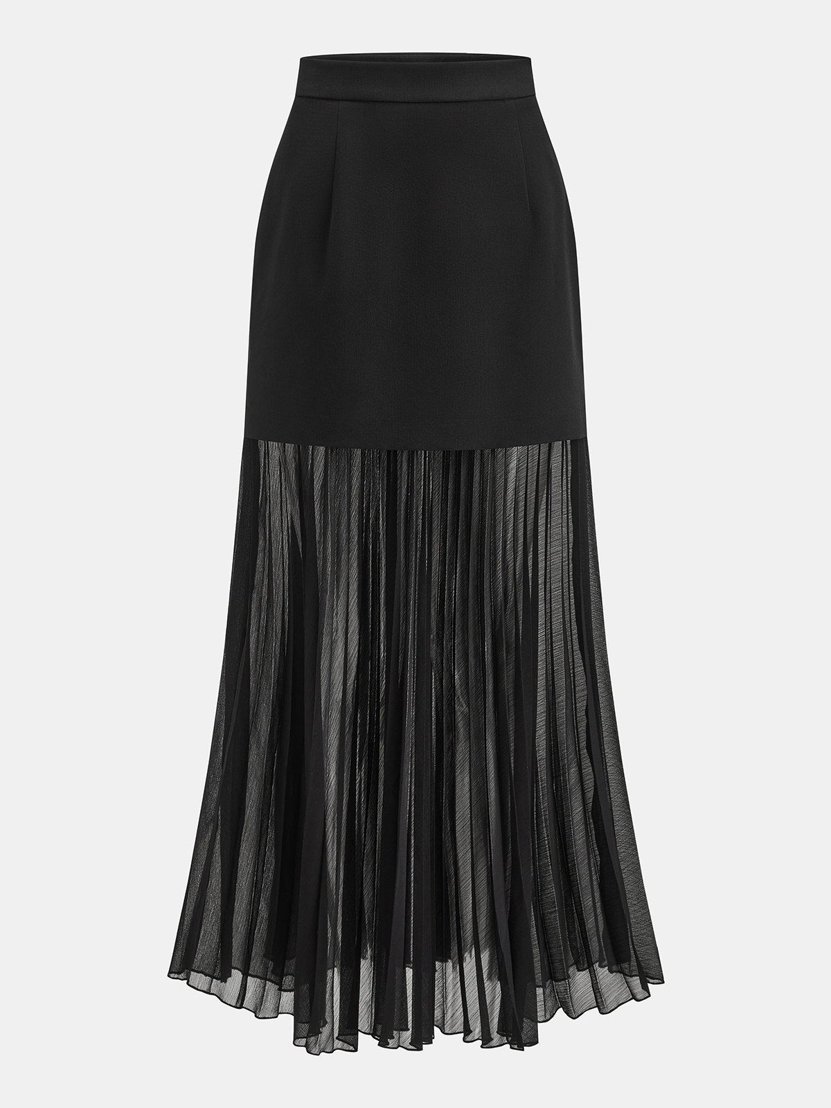 Gilet blazer sans manches et jupe longue plissée transparente