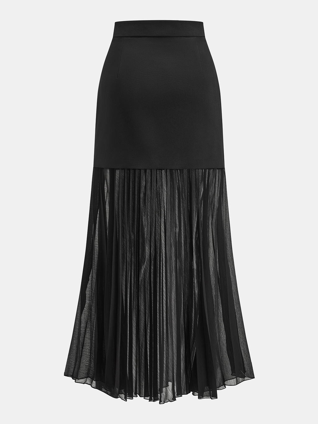 Gilet blazer sans manches et jupe longue plissée transparente
