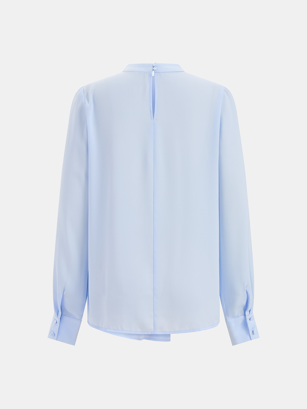 Bluse mit Schlüssellochausschnitt und plissierten langen Ärmeln
