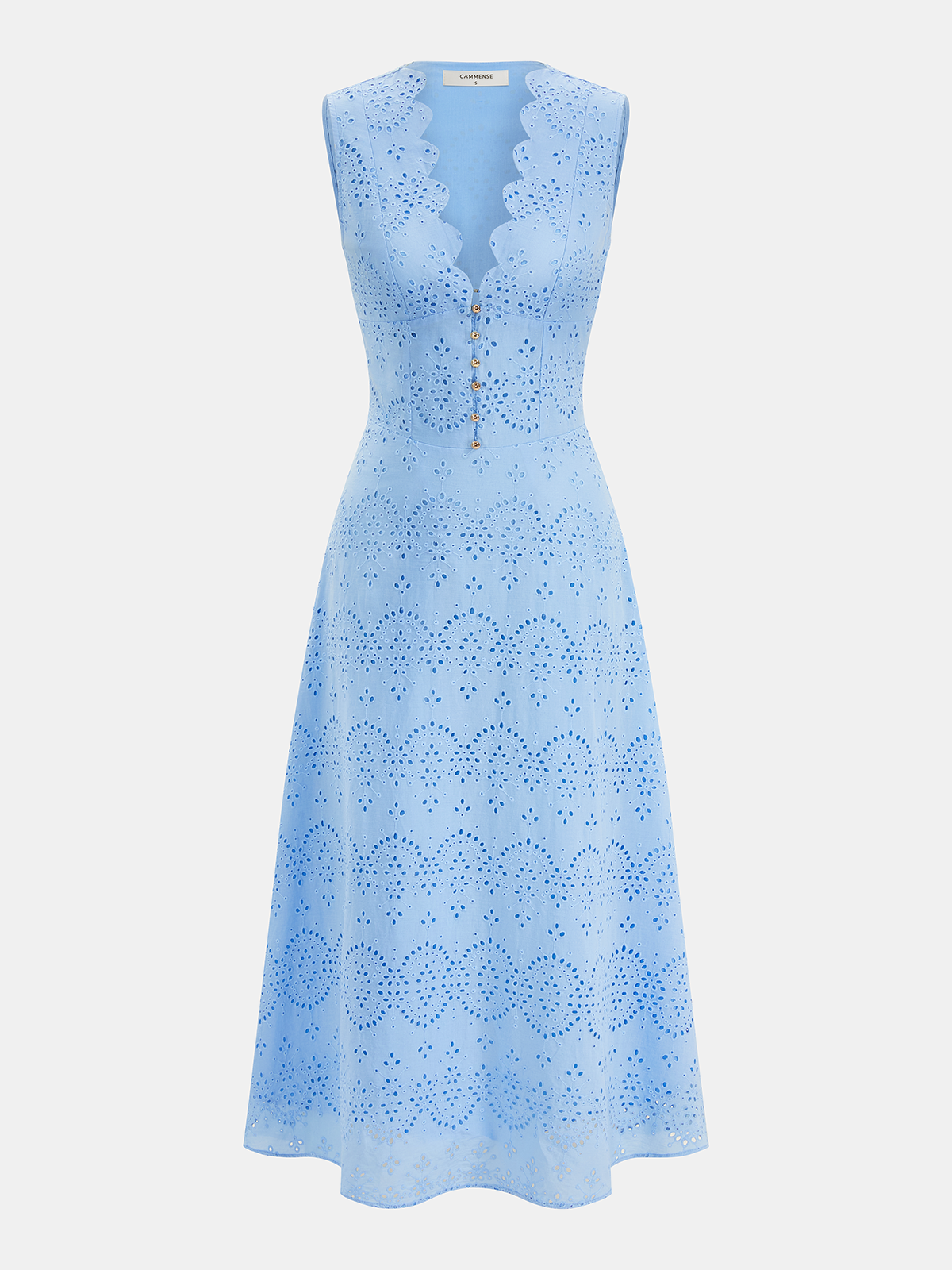 Ärmelloses Kleid aus Baumwolle mit Stickerei und Lochmuster
