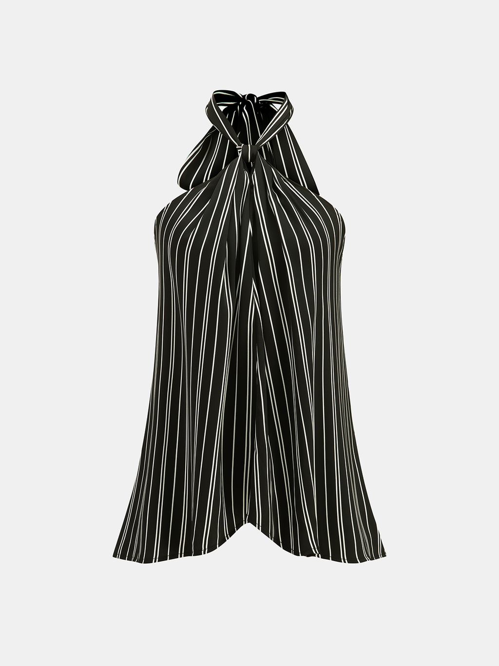 Gestreiftes Neckholder-Satin-Oberteil & Hose-Set