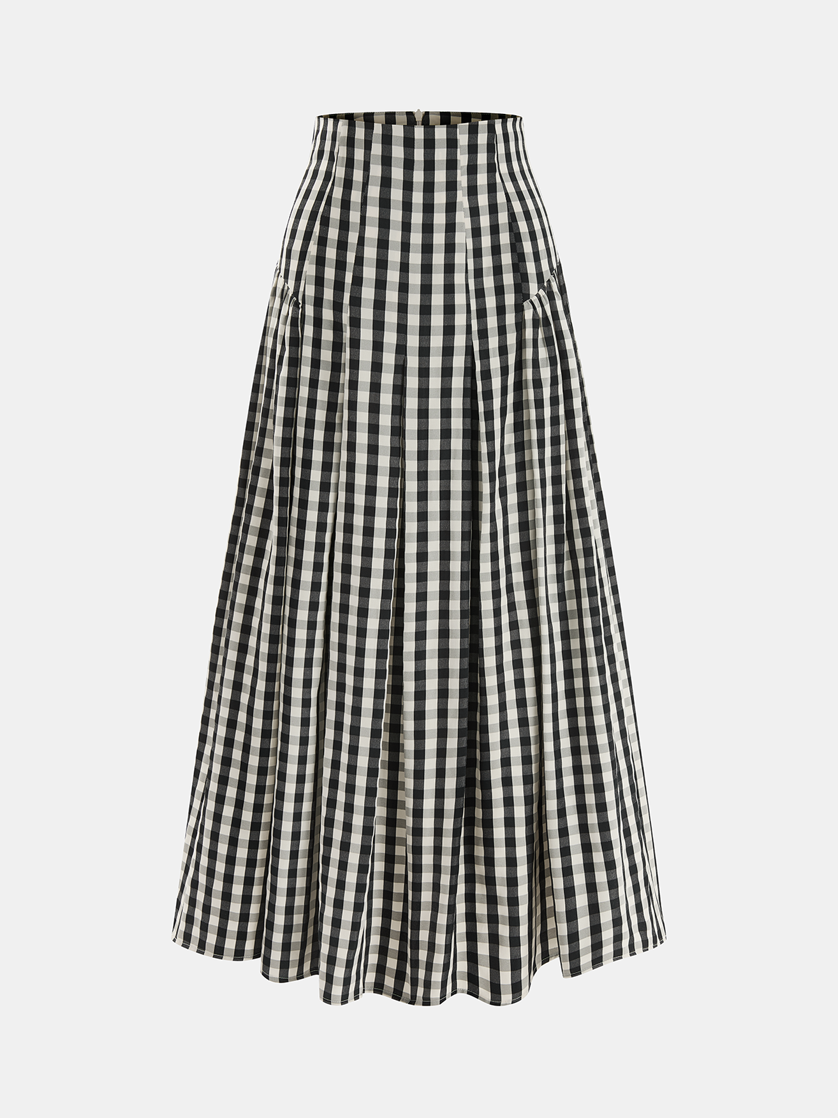 Jupe midi plissée taille haute à carreaux vichy