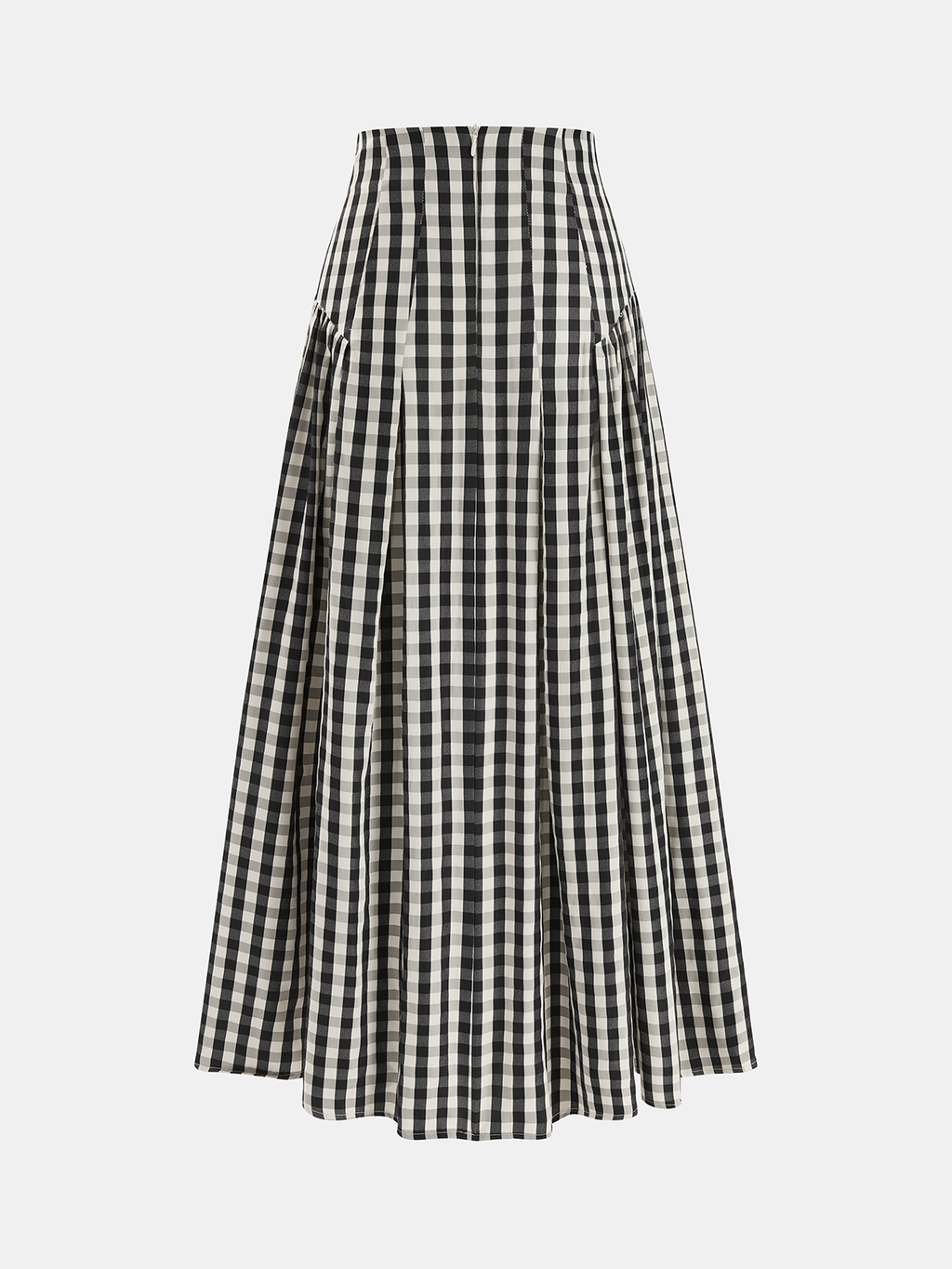 Jupe midi plissée taille haute à carreaux vichy