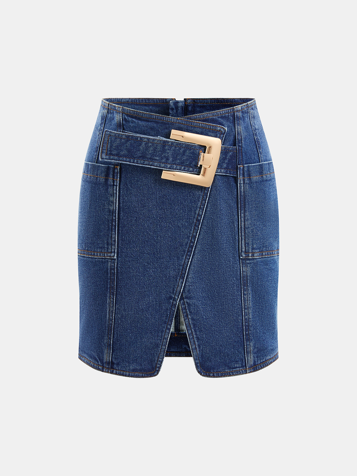 Mini-jupe en jean asymétrique à boucle