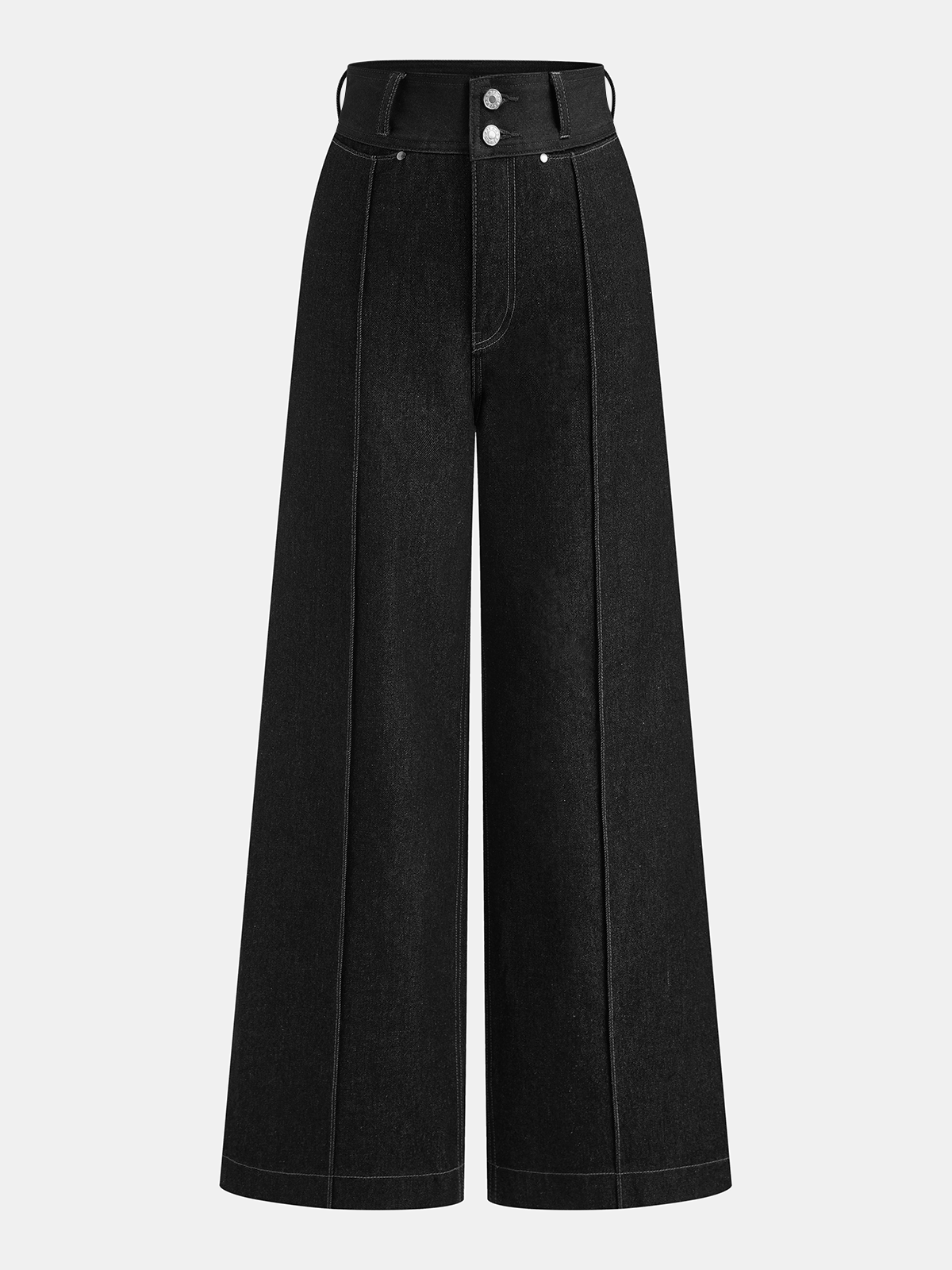 Jean droit en denim avec taille contrastante