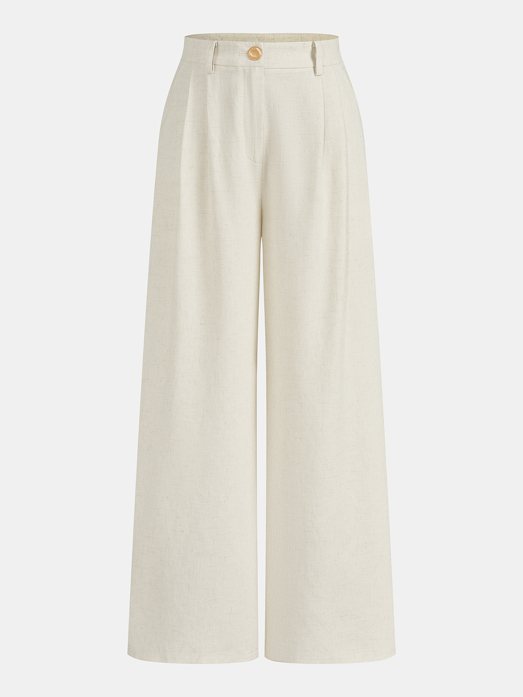 Pantalon large taille haute en coton et lin
