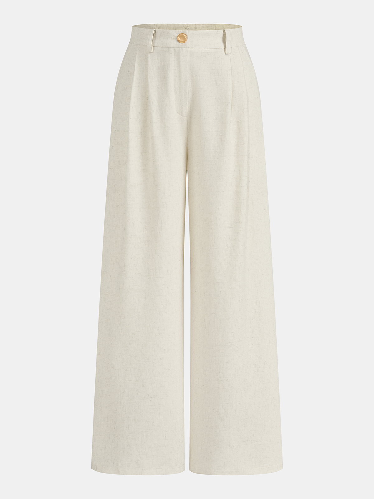 Pantalon large taille haute en coton et lin