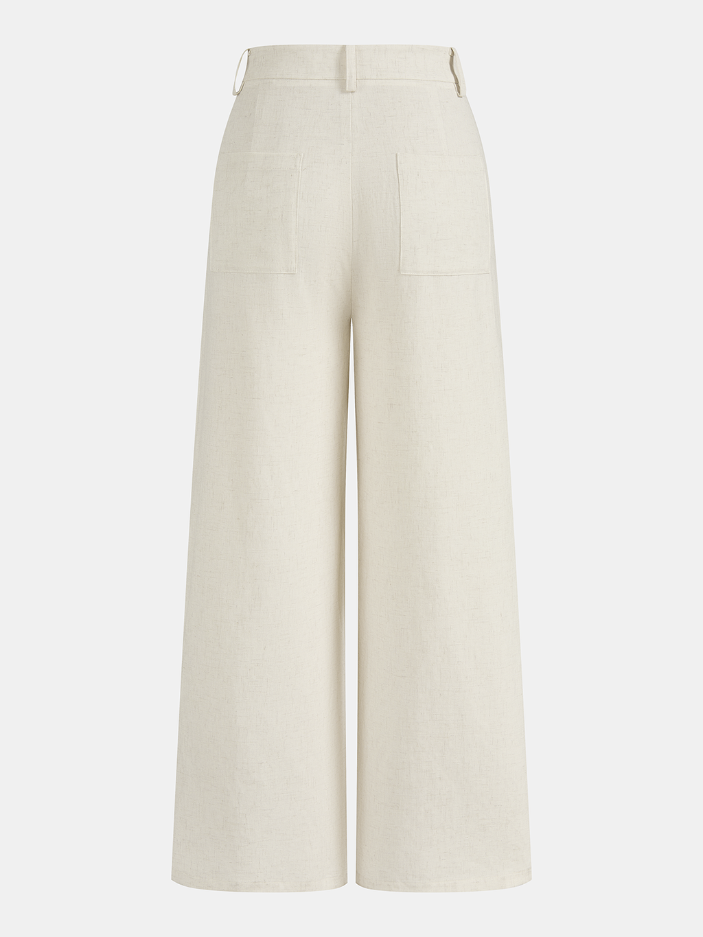 Pantalon large taille haute en coton et lin