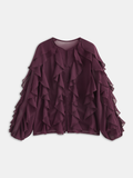 Halbtransparente Chiffon-Langarmbluse mit Rüschen