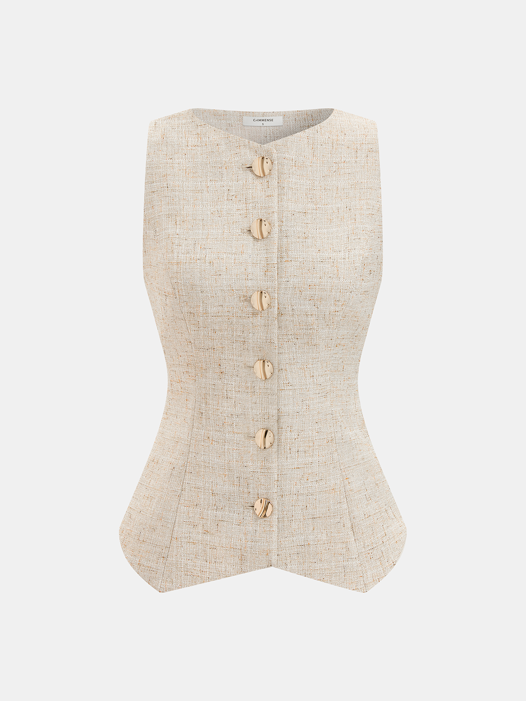 Ensemble gilet boutonné et mini-short en tweed