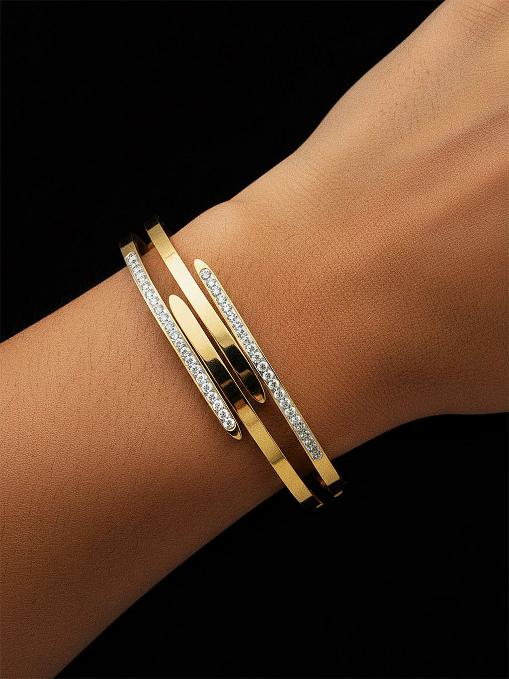 Bracelet manchette multicouche à zircon