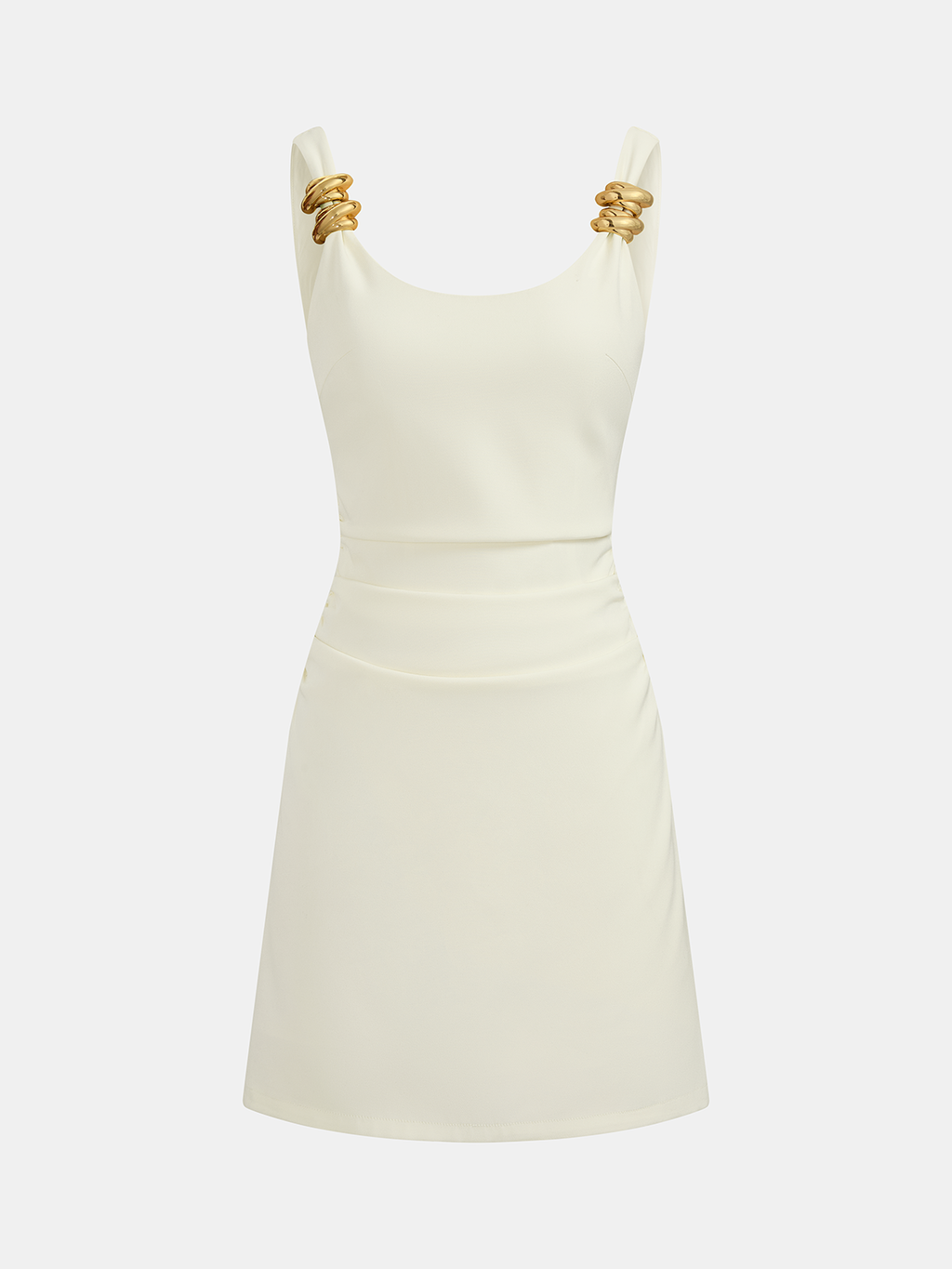 Mini-robe moulante à fines brides et détails anneaux