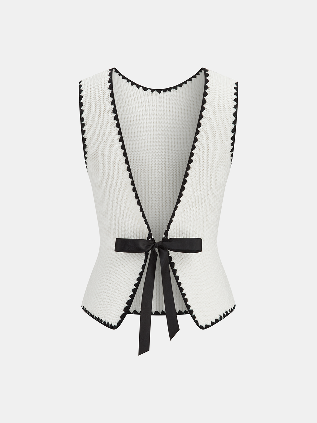 Gilet pull à nouer avec bord festonné