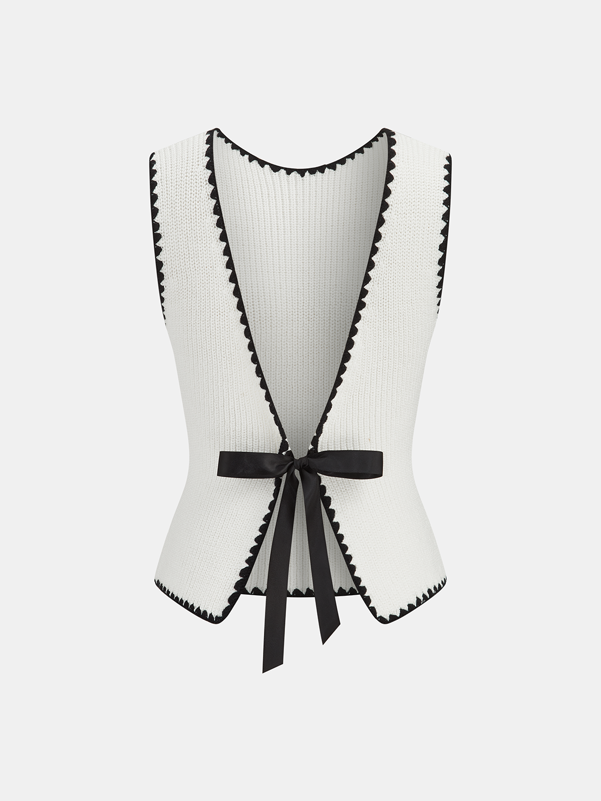 Gilet pull à nouer avec bord festonné